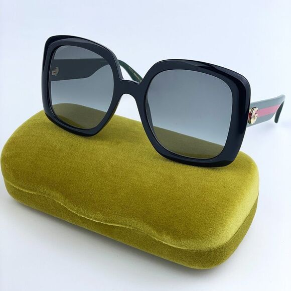 NEW Gucci GG0713S 006 Black Green Gray Gradient Oversized Woman Sunglasses - Picture 2 of 11